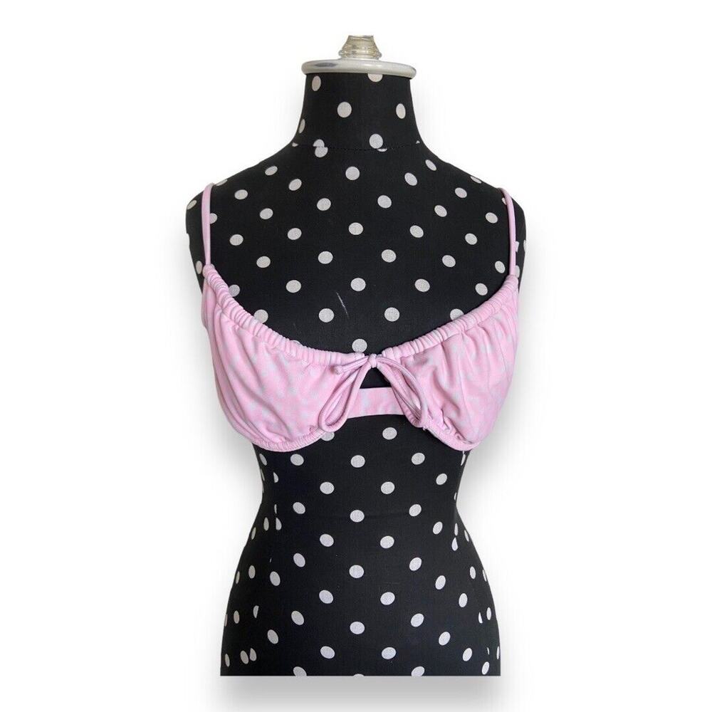 Xhilaration Womens Bikini Top‎ Sz L Junior Size Pink White Underwire Padded
